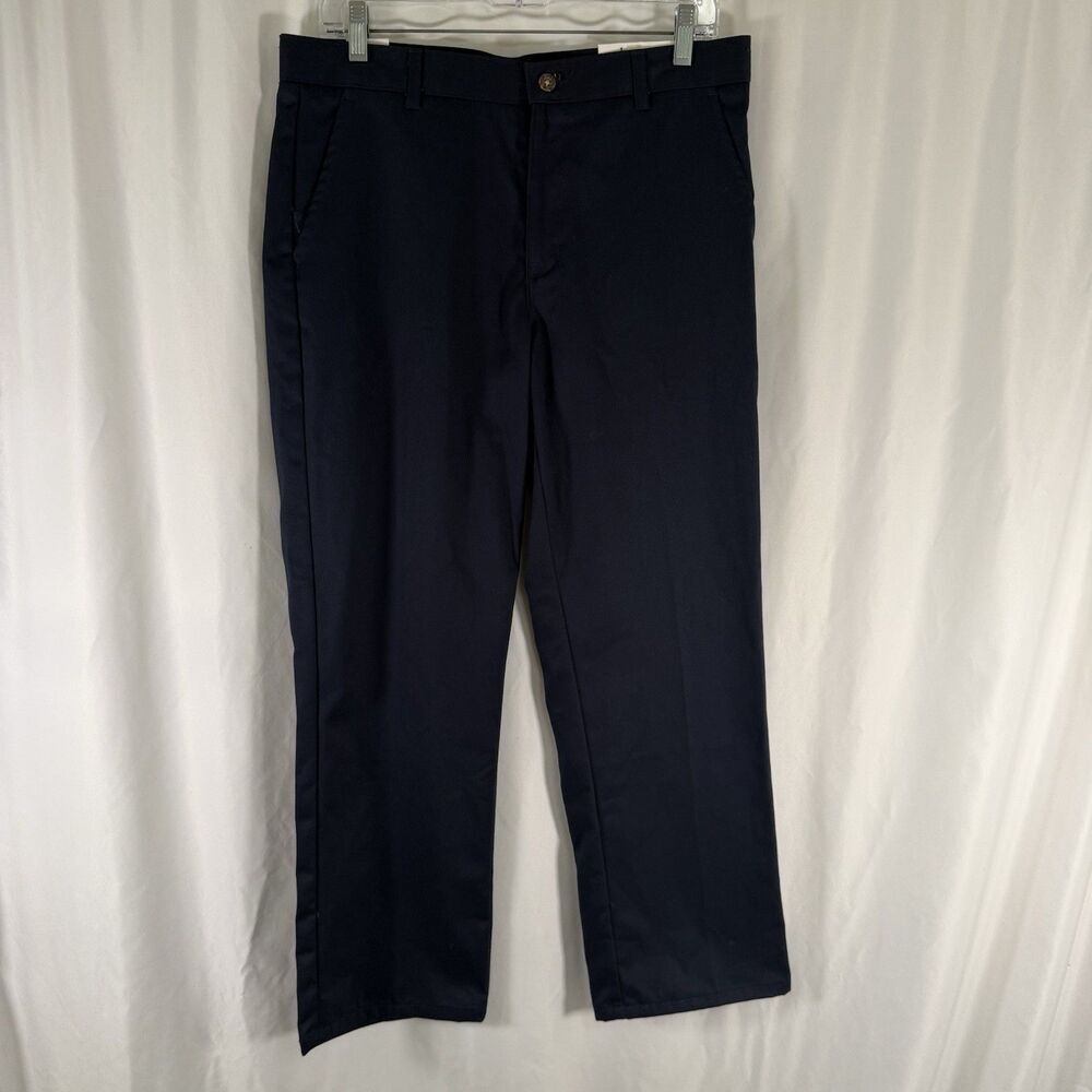 Izod Twill Chino Pants Boys 18 Husky Navy Blue Adjustable Waist Flat Front Pocke